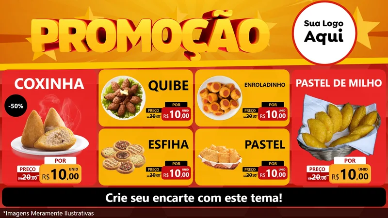 Modelo de TV para TV Horizontal com o tema Promoção para Salgadaria