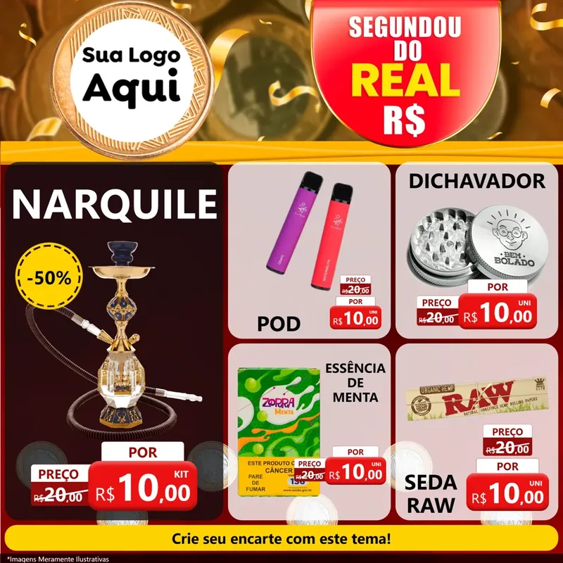 Modelo de Rede Social para Feed Facebook com o tema Segundou do Real para Tabacaria