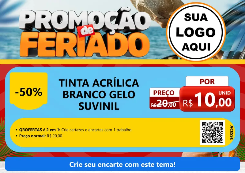 Modelo de Cartaz para Cartaz A4 Horizontal com o tema Promoção de Feriado para Tintas e Ferramentas