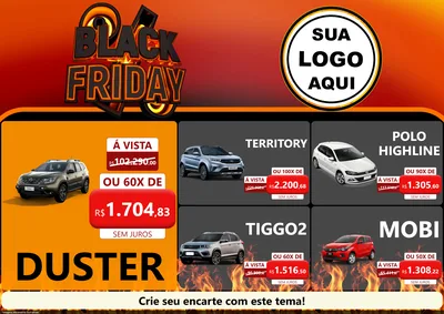 Modelo de Encarte para Encarte A4 Horizontal com o tema Black Friday para Concessionaria de Carros
