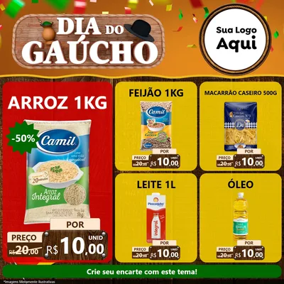 Modelo de Rede Social para Feed Facebook com o tema Dia do Gaúcho para Supermercado