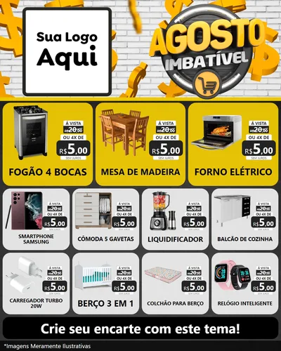 Modelo de Rede Social para Feed Instagram com o tema Agosto imbatível para Móveis e Eletro