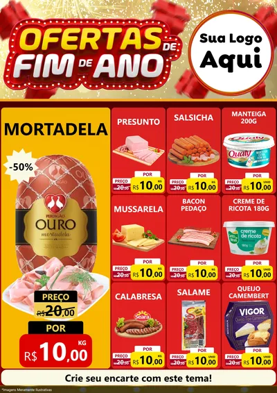 Modelo de Encarte para Encarte A4 Vertical com o tema Ofertas de Fim de Ano para Frios e Laticínios