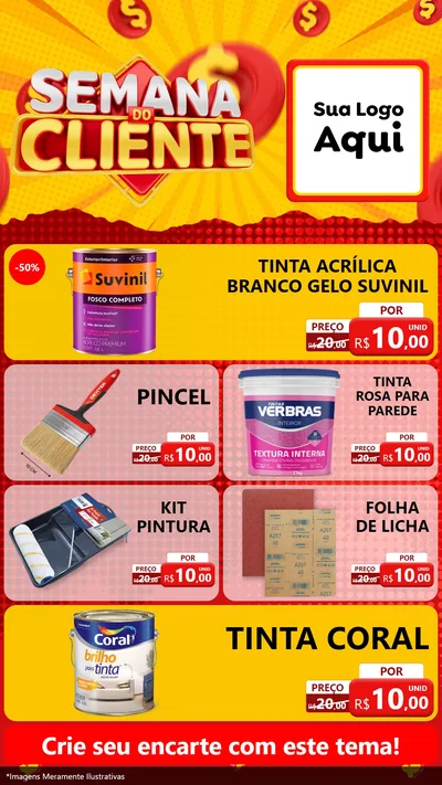 Modelo de TV para TV Vertical com o tema Semana do Cliente para Tintas e Ferramentas