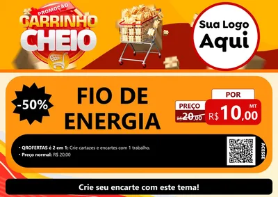 Modelo de Cartaz para Cartaz A4 Horizontal com o tema Promoção carrinho cheio para Materiais Elétricos