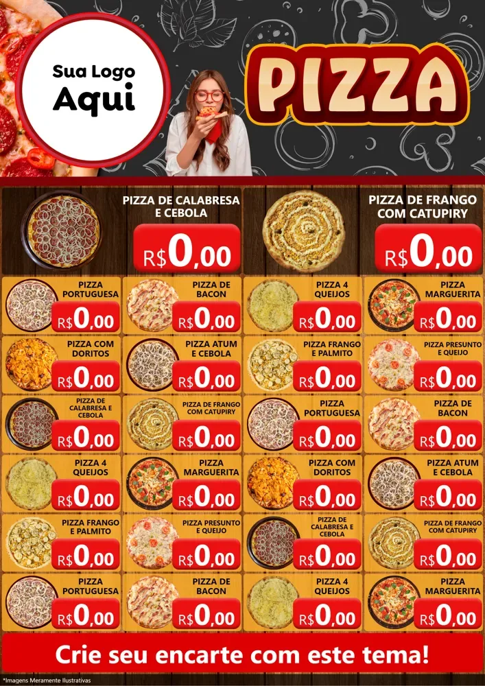 Modelo de Encarte para Encarte A4 Vertical com o tema Pizza para Pizzaria