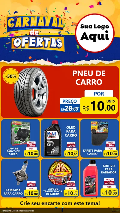 Modelo de Rede Social para Stories com o tema Carnaval de Ofertas para Auto peças