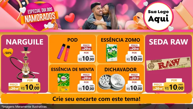 Modelo de TV para TV Horizontal com o tema Especial Dia dos Namorados para Tabacaria