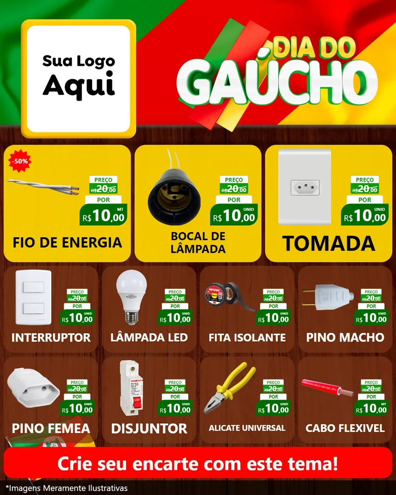 Modelo de Rede Social para Feed Instagram com o tema Dia do Gaúcho para Materiais Elétricos