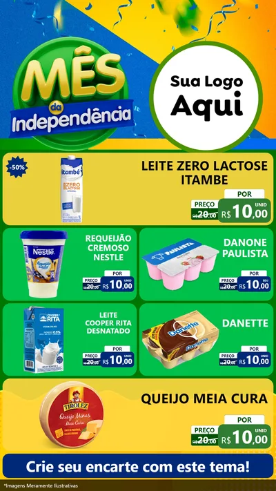 Modelo de TV para TV Vertical com o tema Mês da Independência para Frios e Laticínios