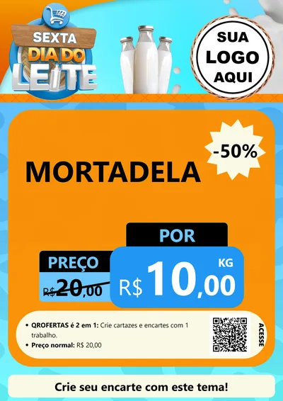 Modelo de Cartaz para Cartaz A4 Vertical com o tema Sexta Dia do Leite para Frios e Laticínios