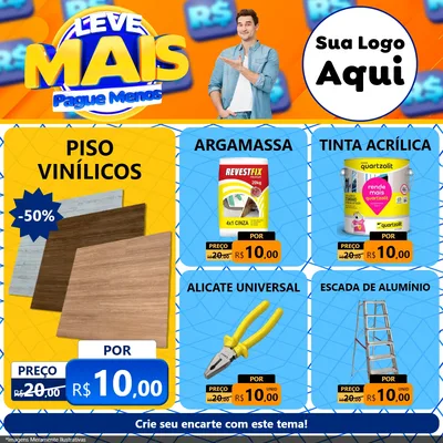 Modelo de Rede Social para Feed Facebook com o tema Leve Mais, Pague Menos para Material para Construção