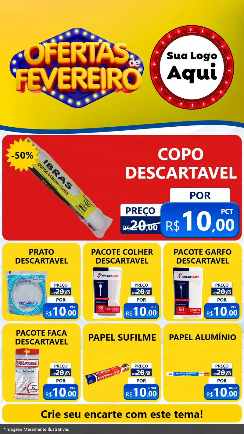 Modelo de Rede Social para Stories com o tema Ofertas de Fevereiro para Embalagens