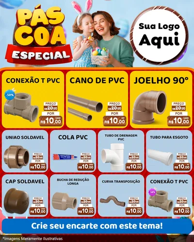 Modelo de Rede Social para Feed Instagram com o tema Páscoa Especial para Tubos e conexões