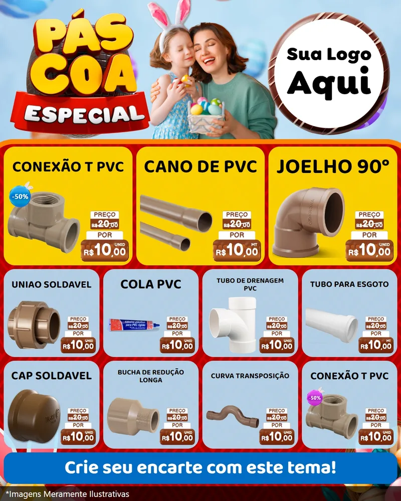 Modelo de Rede Social para Feed Instagram com o tema Páscoa Especial para Tubos e conexões