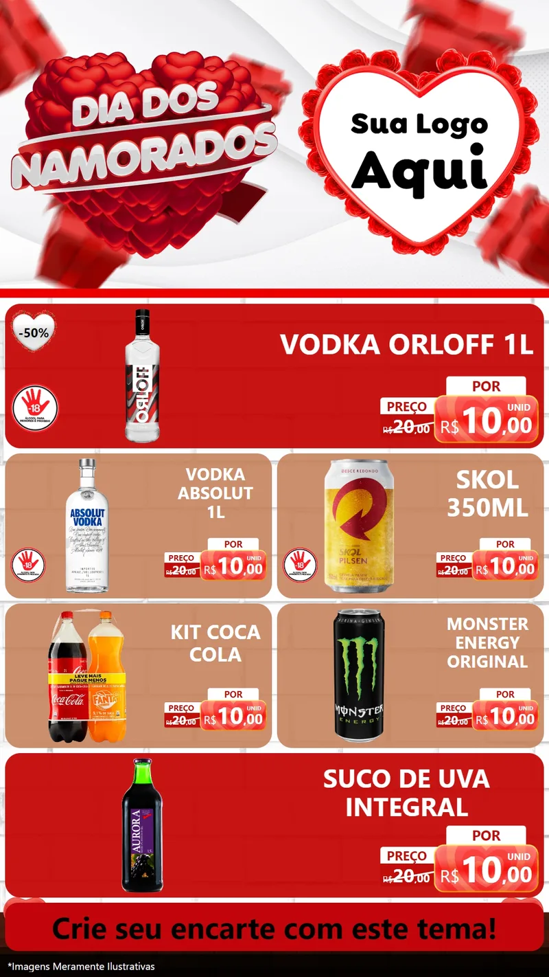 Modelo de TV para TV Vertical com o tema Dia dos Namorados para Distribuidora de bebidas