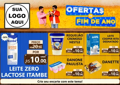 Modelo de Encarte para Encarte A4 Horizontal com o tema Ofertas de Fim de Ano para Frios e Laticínios