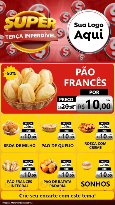 Modelo de Rede Social para Stories com o tema Super Terça Imperdível para Padaria