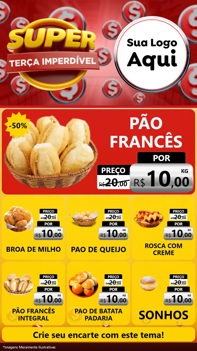 Modelo de Rede Social para Stories com o tema Super Terça Imperdível para Padaria