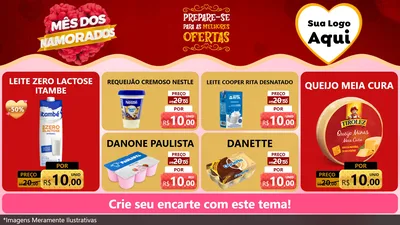 Modelo de TV para TV Horizontal com o tema Mês dos Namorados para Frios e Laticínios