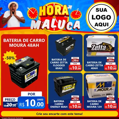 Modelo de Rede Social para Feed Facebook com o tema Hora Maluca para Baterias Elétricas