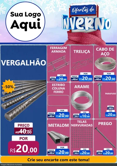 Modelo de Encarte para Encarte A4 Vertical com o tema Ofertas de Inverno para Ferragens