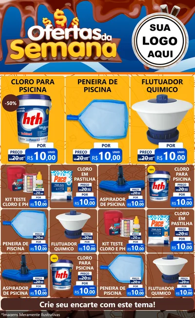 Modelo de Encarte para Encarte Grande com o tema Ofertas da Semana - Páscoa para Produtos para Piscina