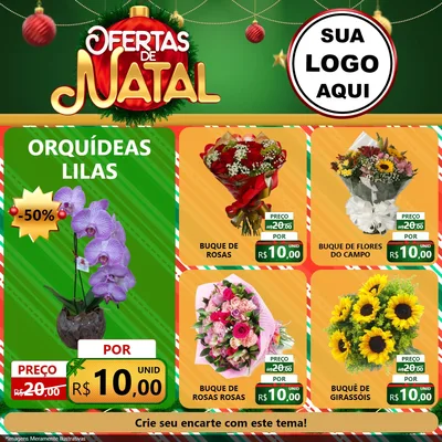 Modelo de Rede Social para Feed Facebook com o tema Ofertas de Natal para Floricultura e jardim