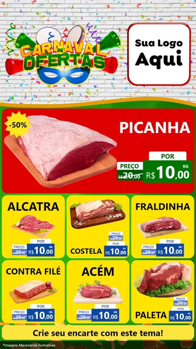 Modelo de Rede Social para Stories com o tema Carnaval de Ofertas para Açougue