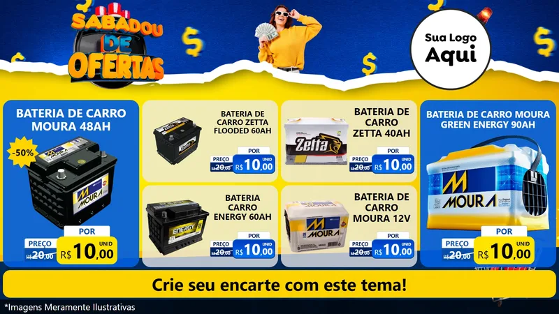 Modelo de TV para TV Horizontal com o tema Sabadou de Ofertas para Baterias Elétricas