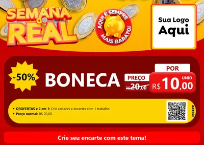 Modelo de Cartaz para Cartaz A4 Horizontal com o tema Semana do Real para Brinquedos