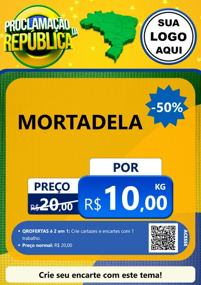 Modelo de Cartaz para Cartaz A4 Vertical com o tema Proclamação da República para Frios e Laticínios