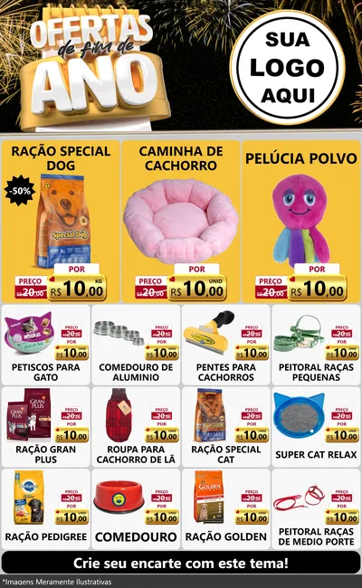 Modelo de Encarte para Encarte Grande com o tema Ofertas de Fim de Ano para Pet Shop