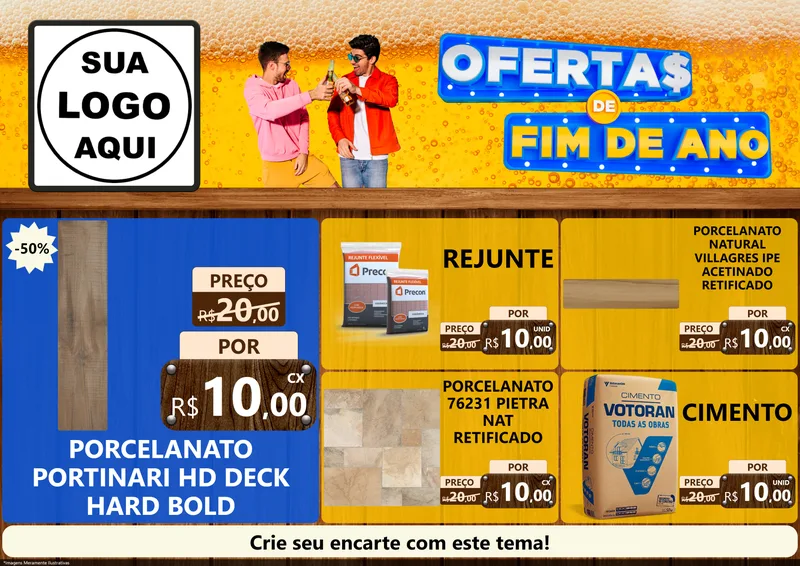 Modelo de Encarte para Encarte A4 Horizontal com o tema Ofertas de Fim de Ano para Pisos e revestimentos