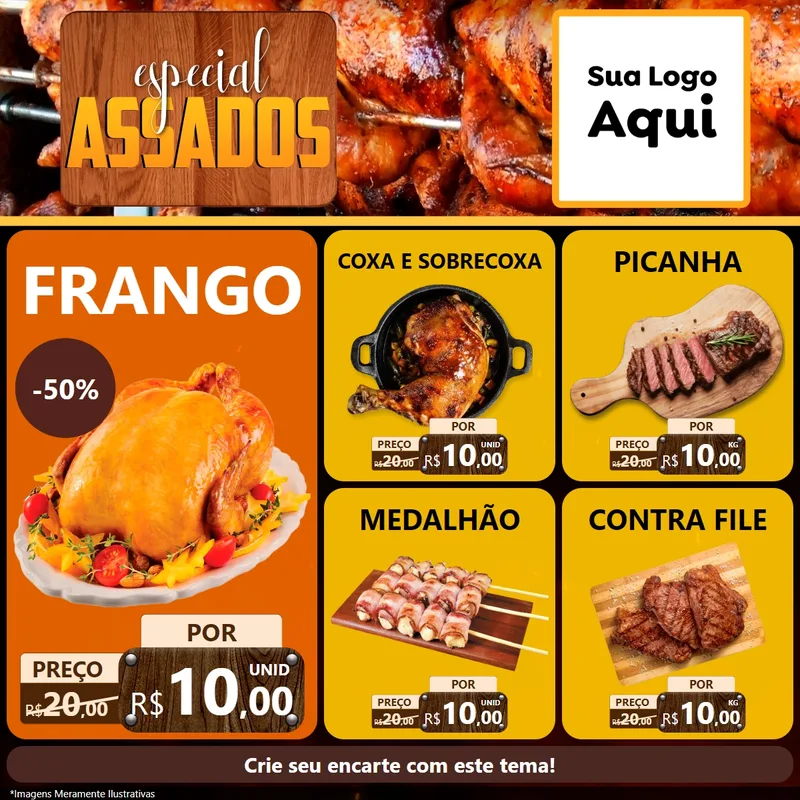 Modelo de Rede Social para Feed Facebook com o tema Especial Assados para Assados