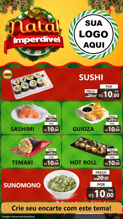 Modelo de TV para TV Vertical com o tema Natal Imperdível para Comida japonesa