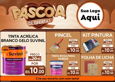 Modelo de Encarte para Encarte A4 Horizontal com o tema Páscoa de Ofertas para Tintas e Ferramentas