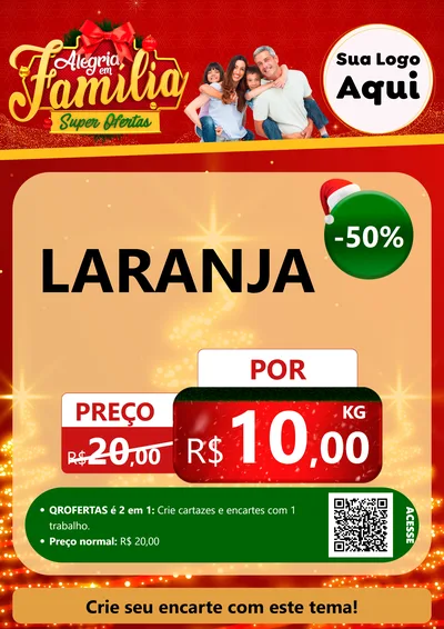 Modelo de Cartaz para Cartaz A4 Vertical com o tema Alegria em Família Super Ofertas - Natal para Hortifrúti