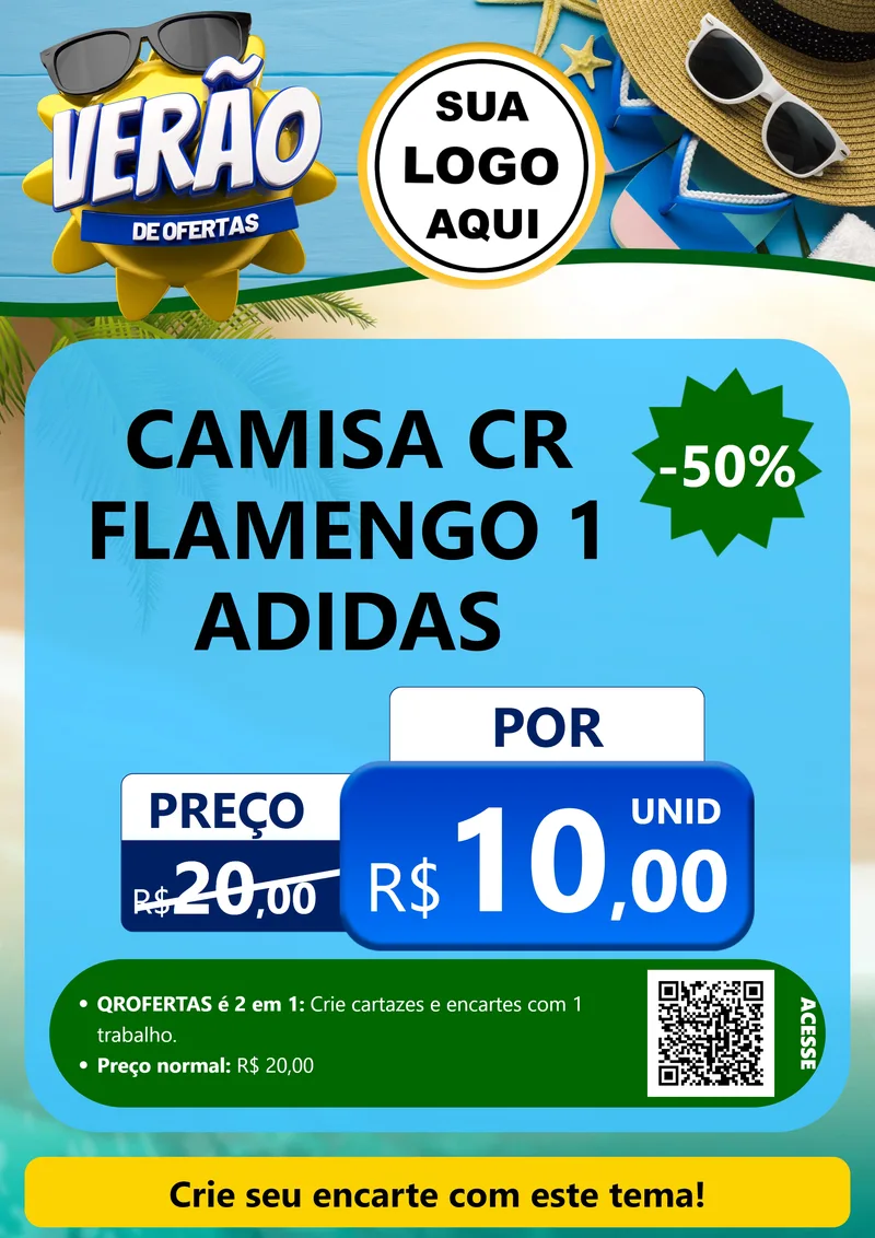 Modelo de Cartaz para Cartaz A4 Vertical com o tema Verão de Ofertas para Roupas e acessórios