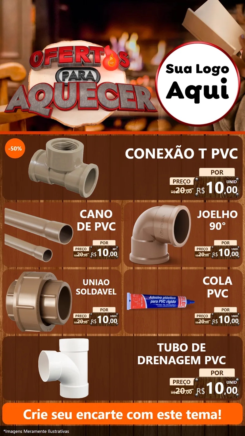Modelo de TV para TV Vertical com o tema Ofertas Para Aquecer para Tubos e conexões