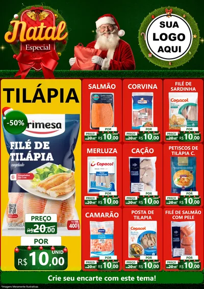 Modelo de Encarte para Encarte A4 Vertical com o tema Natal Especial para Peixaria