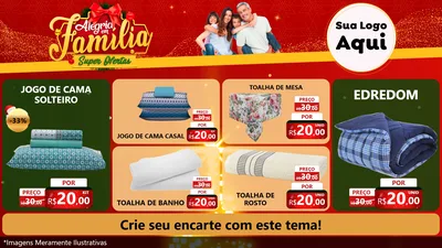 Modelo de TV para TV Horizontal com o tema Alegria em Família Super Ofertas - Natal para Cama, Mesa e Banho