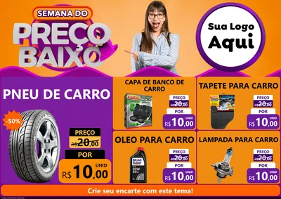 Modelo de Encarte para Encarte A4 Horizontal com o tema Semana do Preço Baixo para Auto peças