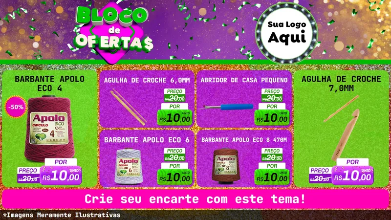 Modelo de TV para TV Horizontal com o tema Bloco de Ofertas para Armarinho e Aviamentos