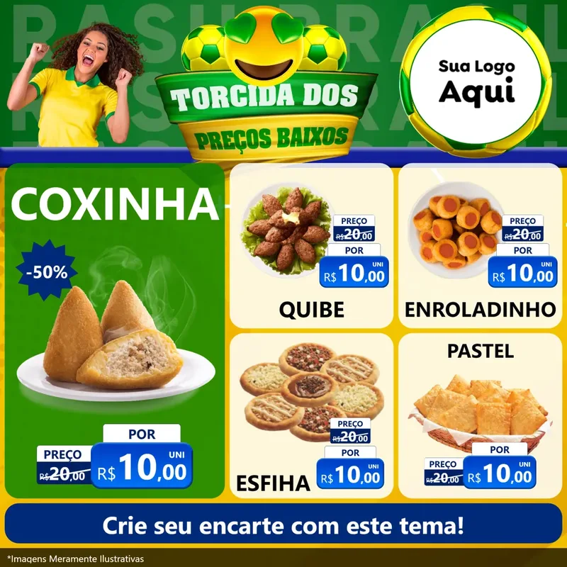 Modelo de Rede Social para Feed Facebook com o tema Torcida dos Preços Baixos - Copa para Salgadaria