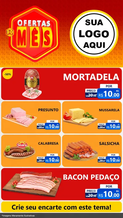 Modelo de TV para TV Vertical com o tema Ofertas do Mês para Frios e Laticínios