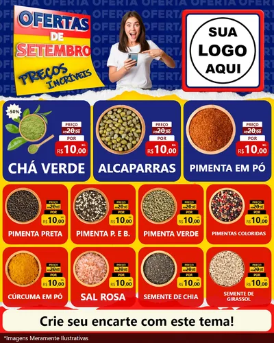Modelo de Rede Social para Feed Instagram com o tema Ofertas de Setembro - Preços Incríveis para Produtos Naturais