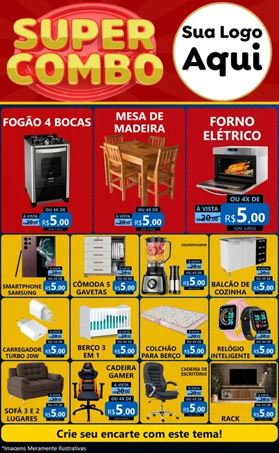 Modelo de Encarte para Encarte Grande com o tema Super Combo para Móveis e Eletro