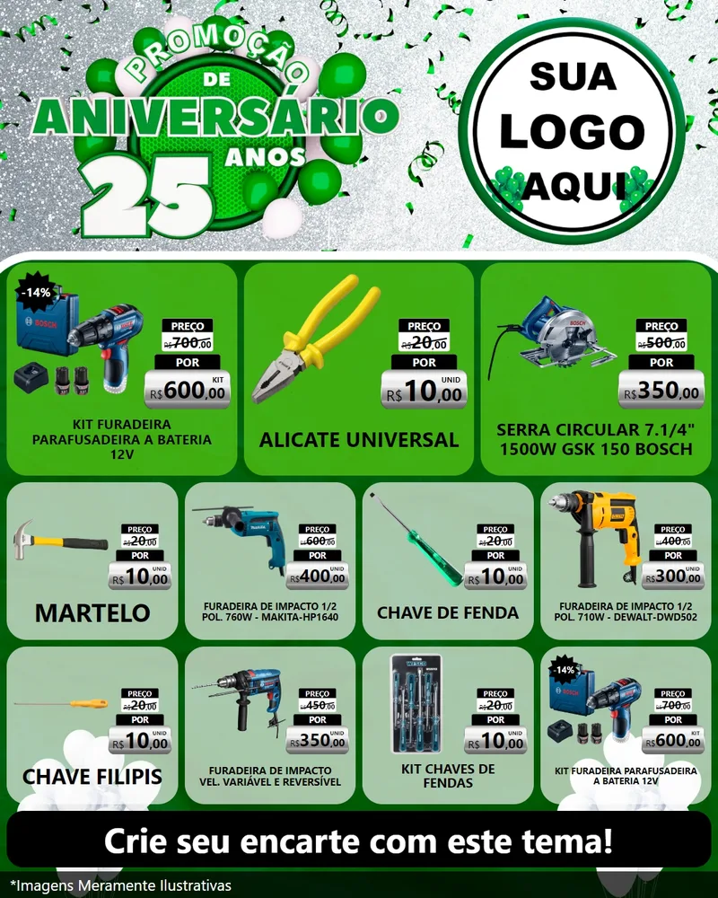Modelo de Rede Social para Feed Instagram com o tema Promoção de Aniversário - 25 Anos para Maquinas e Ferramentas