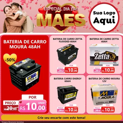 Modelo de Rede Social para Feed Facebook com o tema Especial Dia Das Mães para Baterias Elétricas